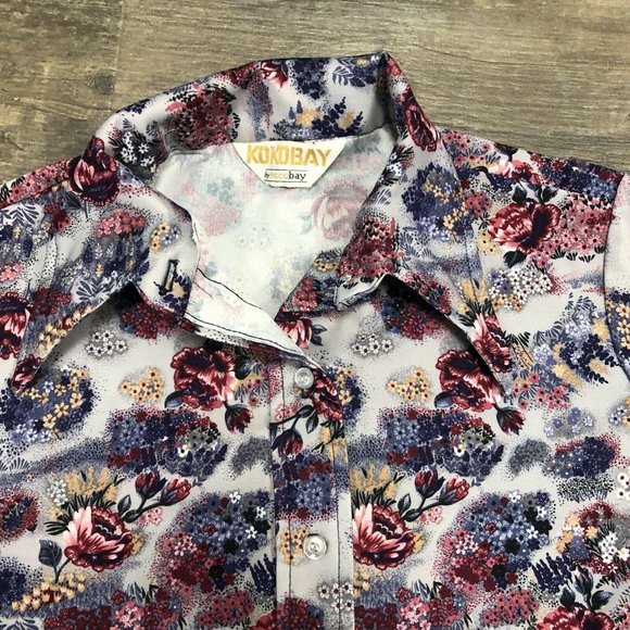 Vintage Kokobay‎ By Eccobay Polyester Button Up Shirt Floral (NO SIZE TAG) - Picture 4 of 9